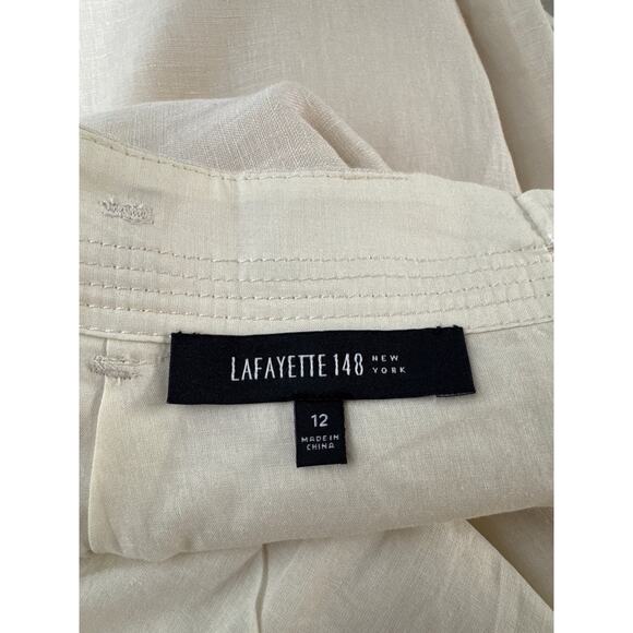 LAFAYETTE 148 New York 100% Linen Circular Midi Skirt Size 12 in Beige - Picture 5 of 7